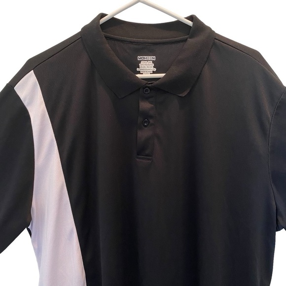 MOHEEN Big Men 2XL Cool Dri Performance Polo Golf short sleeve shirt black white - Picture 1 of 5
